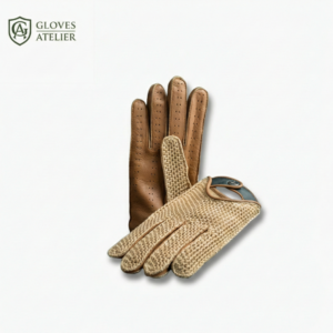 Crochet Grand Prix Beige Driving Gloves for Men