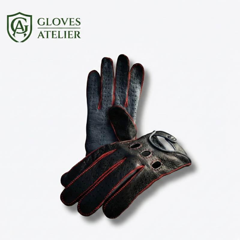 Rosso Acceso Red Leather Driving Gloves for Men