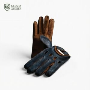 Blue Leather Driving Gloves – Blu Notte Classic Design
