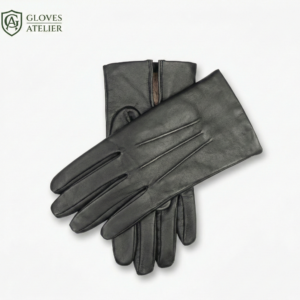 Cashmere-Lined Leather Touchscreen Gloves – Three-Point Classic Design